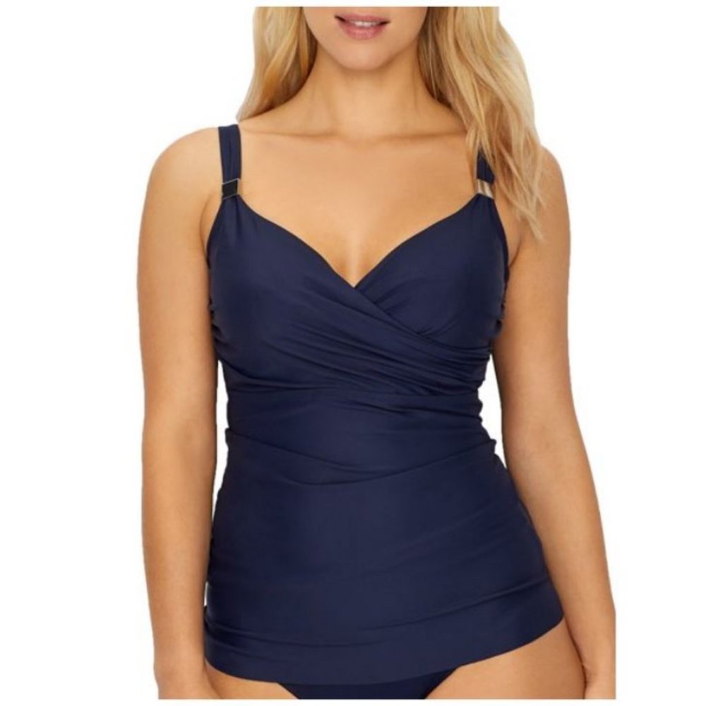 New Miraclesuit Solid Surplice Underwire Tankini … - image 1